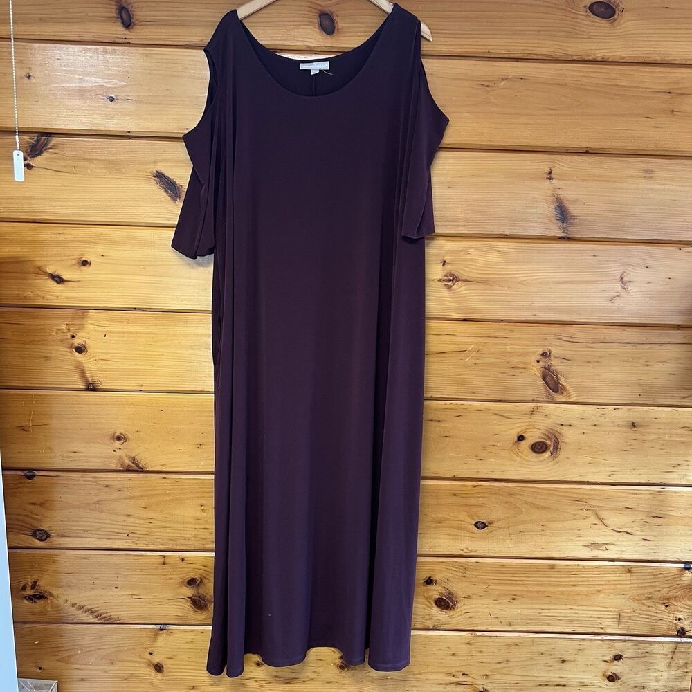 Woman Within Women's Plus Cold Shoulder Short-Sleeve Scoopneck Maxi  Dress 4XL